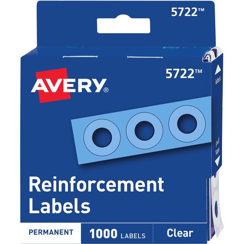 Avery Reinforcement Stickers, Round, 1/4", 1000/PK, Clear