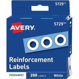 Avery  Reinforcements, Roll Dispnsr,1/4" Diameter, 200/PK, White