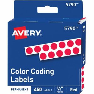 Avery  Permanent Round Labels, 1/4" Diameter, 450/PK, Red