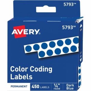 Avery  Permanent Round Labels, 1/4" Diameter, 450/PK, Dark Blue
