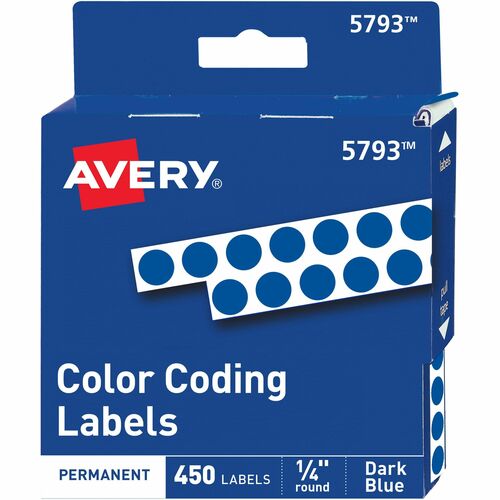 Avery Permanent Round Labels, 1/4" Diameter, 450/PK, Dark Blue