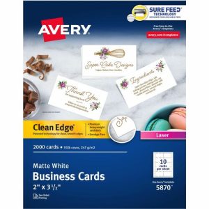 Avery  Printable Business Cards,2-Sides,2000/BX,3-1/2"x2",Matte WE