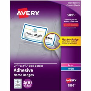 Avery  Name Badges,Laser/Inkjet,2-1/3"x3-3/8",400/BX,BE Border/WE