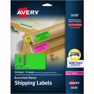 Avery  Address Labels, Laser, 2"x4", 150/PK, Neon AST