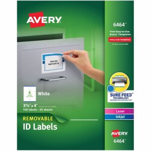Avery Laser/Inkjet Labels,Removable, 3-1/3"x4",150/PK, WE