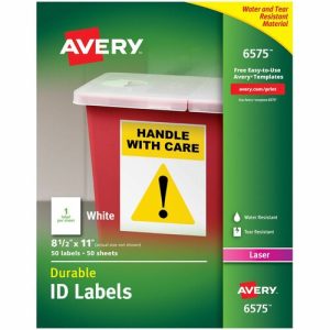 Avery Durable ID Labels,Laser,Permanent,8-1/2"x11",50/PK,WE