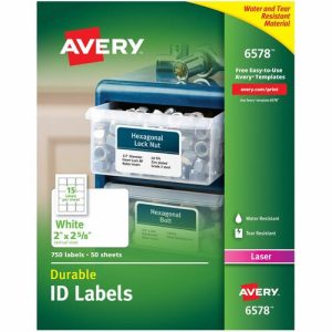 Avery Durable ID Labels,Laser,Permanent,2"x2-5/8",750/PK,WE