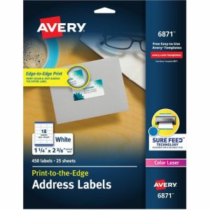 Avery Laser Labels,Matte,Mailing,1-1/4"x2-3/8",450/PK,WE