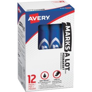 Avery  Markers, Permanent Ink, 3/16"Chisel Point, 1 DZ,Blue Ink
