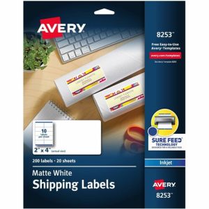 Avery  Color Inkjet Labels,Matte,Rectangle,2"x4",200/PK,WE