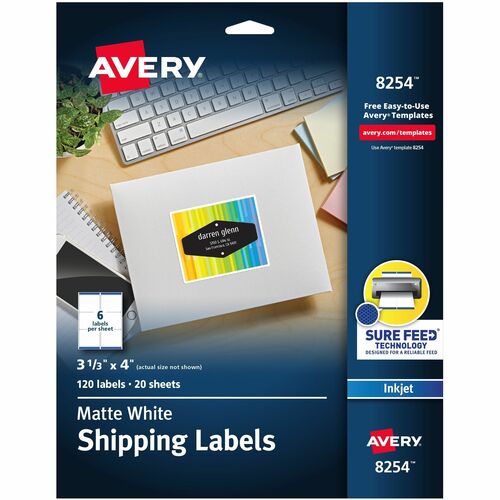 Avery Color Inkjet Labels,Matte,Rectangle,3-1/3"x4",120/PK,WE
