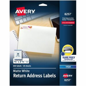 Avery  Color Inkjet Labels,Matte,Rectangle,3/4"x2-1/4",600/PK,WE