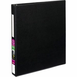 Avery  Slant Ring Binder W/Label Holder, 1"Cap, 11"x8-1/2", Black