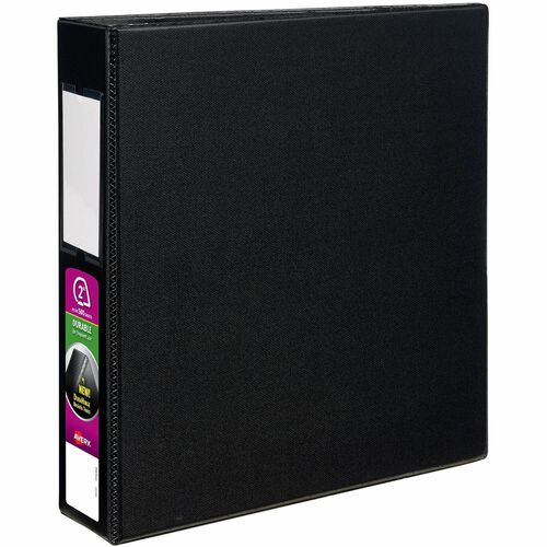 Avery Slant Ring Binder W/Label Holder, 2"Cap, 11"x8-1/2", Black