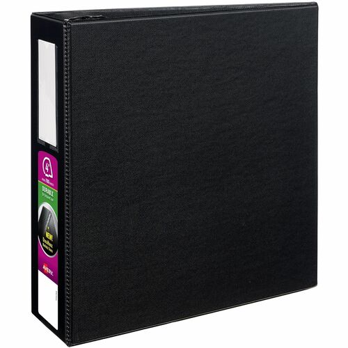 Avery Slant Ring Binder W/Label Holder, 4"Cap, 11"x8-1/2", Black