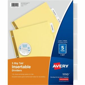 Avery  Big Tab Insertable Dividers,11"x8-1/2",5 Tabs/ST,Buff/Clear