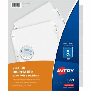 Avery  Extra Wide Insertable Dividers,Big Tab,11"x9",5 Tab/ST, CL