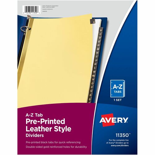 Avery Preprinted Dividers,Leather Style,A-Z,25 Tabs,8-1/2"x11",BK