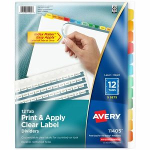 Avery  Index Maker, Laser/Inkjet, 12 Tab, 5-Set,8-1/2"x11",AST