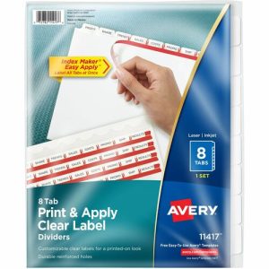 Avery  Index Maker, Laser, Punched, 8-Tab, 1 ST, 8-1/2"x11",CL