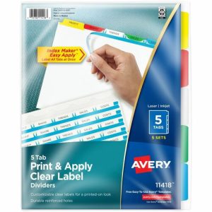 Avery  Index Maker, Laser/Inkjet, 5 Tab, 5-Set, 8-1/2"x11",AST