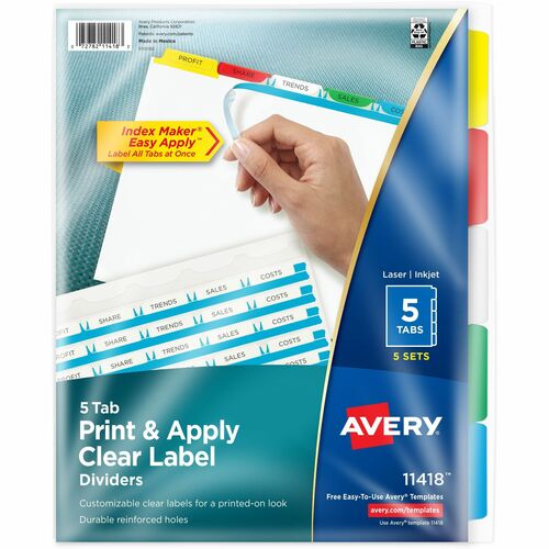 Avery Index Maker, Laser/Inkjet, 5 Tab, 5-Set, 8-1/2"x11",AST