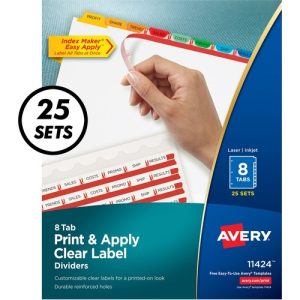 Avery  Index Maker, Laser/Inkjet, 8 Tab, 25-Set, 8-1/2"x11",Multi