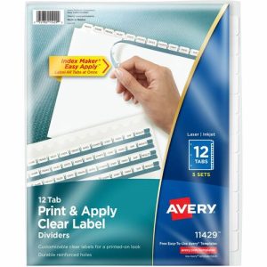 Avery  Index Maker, Laser, Punched, 12-Tabs, 1 ST, 8-1/2"x11",CL