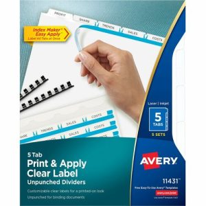 Avery  Index Maker, Laser, Unpunched, 5-Tab,5-Set/PK,11"x8-1/2",WE