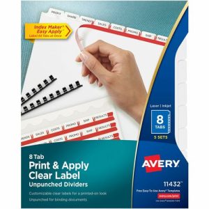Avery  Index Maker, Laser, Unpunched, 8-Tab,5-Set/PK,11"x8-1/2",WE