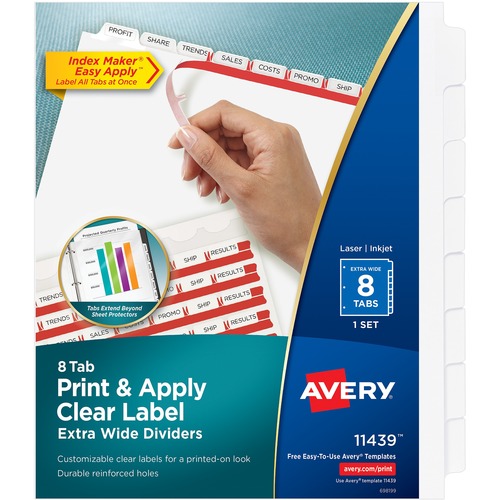 Avery Index Maker Extra-Wide Tab Dividers, 8-Tab, 9"x11",CL