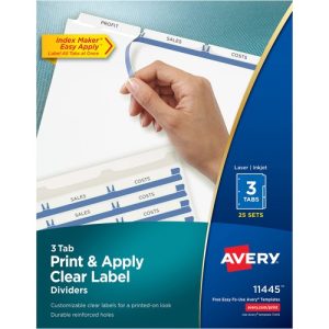 Avery  Index Maker, Laser, Punched, 3-Tabs, 25 ST/BX, 8-1/2"x11",CL