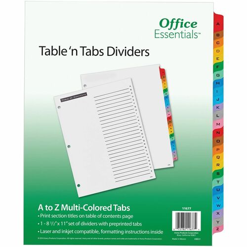 Avery Table 'N Tabs Dividers, A-Z, Multicolor, 1 Set