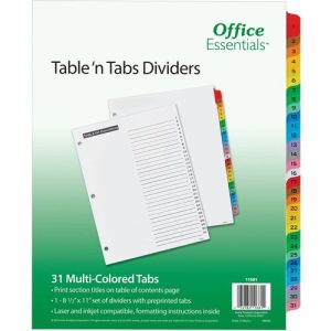 Avery  Table 'N Tab Dividers, 1-31, Multicolor, 1 Set