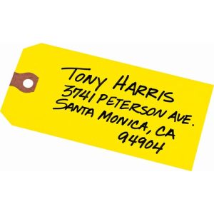 Avery  Shipping Tags, No 5, Plain, 4-3/4"x2-3/8", 1000/BX, Yellow