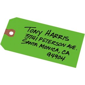 Avery  Shipping Tags, No 5, Plain, 4-3/4"x2-3/8", 1000/BX, Green