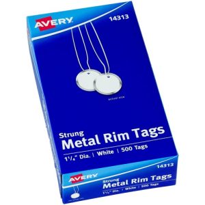 Avery  Metal Rim Tag, 1-1/4" Diameter, 500/BX, White