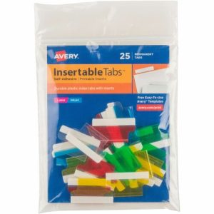 Avery  Index Tabs, w/ Printable Inserts, 1"L, 25/PK, Assorted