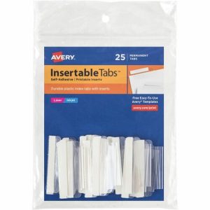 Avery  Index Tabs W/ Printable Inserts, 1-1/2"L, 25/PK, Clear