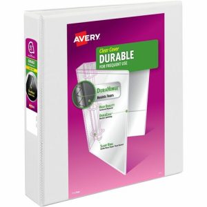 Avery  View Binder, DuraHinge, 1-1/2" Cap, 8-1/2"x11", White