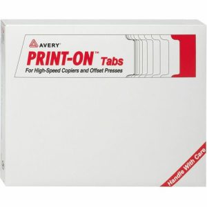 Avery  Print-On Tabs,3HP,5Tab Sets,Double Collated 150/BX,White