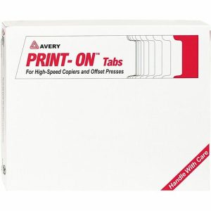 Avery  Print-On Tabs, 3HP,5Tab Sets,Single Collated,150/BX,White