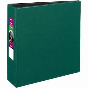Avery  Binder w/Label Holder, Slant Ring, 3" Cap, 8-1/2"x11", Green