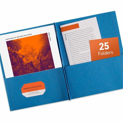 Avery 2-Pocket Fldr w/3-Prong Fstnr, Ltr, 20 Sht Cap., 25/BX, LBE