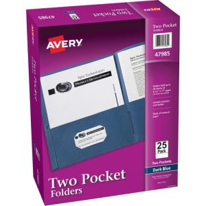 Avery  2-Pocket Folder, Letter-size, 20Sh/Pocket, 25/BX, Dark Blue
