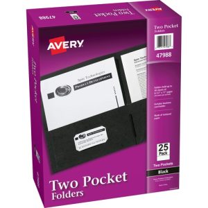 Avery  2-Pocket Folder, Letter-size, 20Sh/Pocket, 25/BX, Black