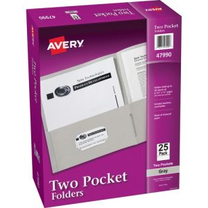 Avery  2-Pocket Folder, Letter-size, 20Sh/Pocket, 25/BX, Gray
