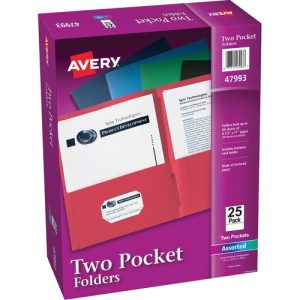 Avery  2-Pocket Folder, Letter-size, 20Sh/Pocket, 25/BX, Assorted