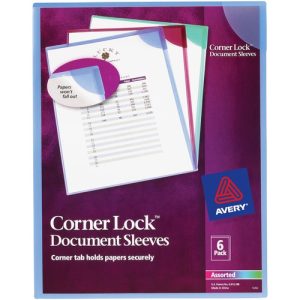 Avery  Corner Lock Document Sleeve, Translucent, Assorted