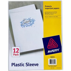 Avery  Sleeves, Lightweight Plastic, 8-1/2"x12", 12/PK, Clear